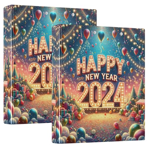 Ringbuch "Happy New Year" 2024, 3,8 cm, D-Ringbuch, D-Ringbuch, 2 Stück von GAIREG