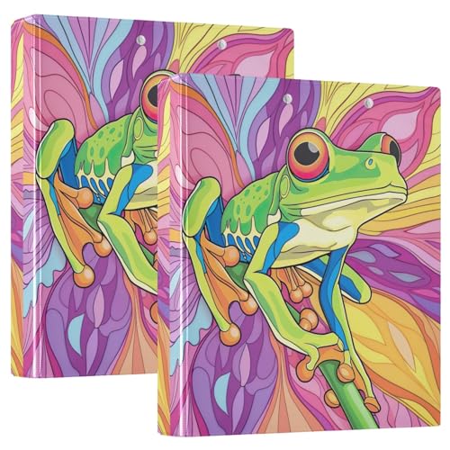 Ringbuch mit 3 Ringen, Cartoon-Frosch, 3,8 cm, 3 Ringbücher mit Taschen, 2 Stück von GAIREG