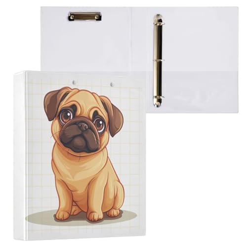 Ringbuch mit 3 Ringen, Mops, Cartoon-Tiere, 3,8 cm (1 1/2 Zoll), für College von GAIREG