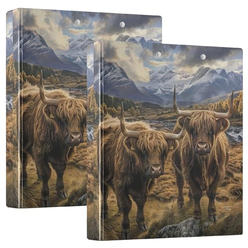 Ringbuch mit 3 Ringen, schottische Highland Cows Lake, 3,8 cm, 2 Stück von GAIREG