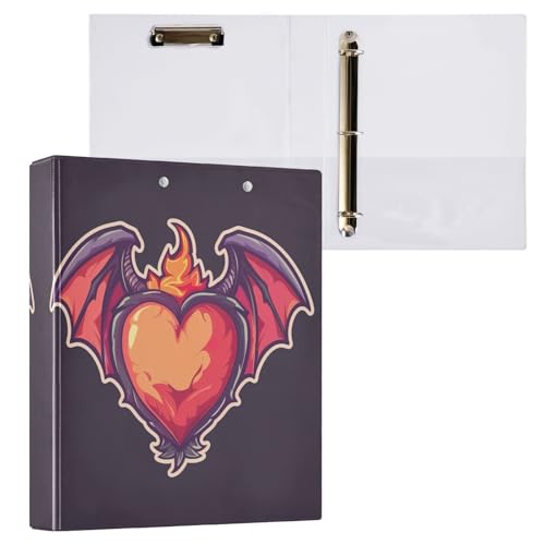 Ringbuch mit Flaming Heart Devil Bat Wings Drei Ringbücher 3,8 cm D-Ringbuch Büroordner von GAIREG