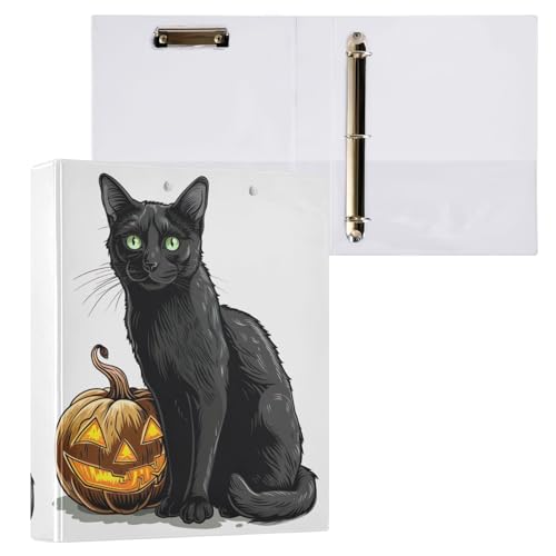 Ringbuch mit Halloween-Motiv, schwarze Katze, 3,8 cm, für 200 Blatt, runde Ringe für Jungen von GAIREG