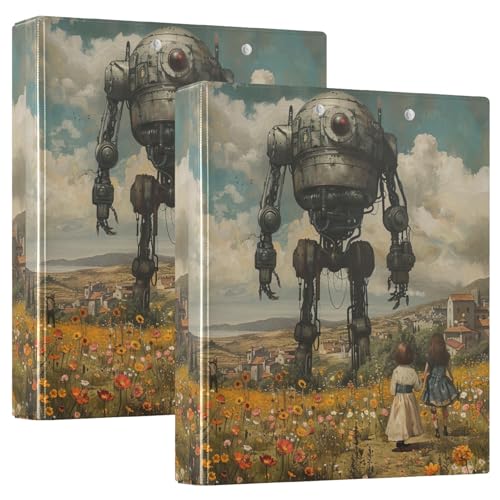 Roboter und menschliche Freunde, 3,8 cm, 3-Ringordner, dekorativer Ordner, 3 Ringbücher mit Taschen, 2 Stück von GAIREG