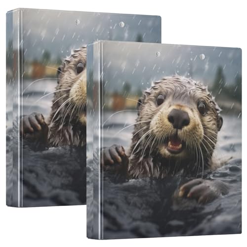 Sea Otter in Water 3 Ringbücher für Teenager-Mädchen, 3 Ringbücher mit Taschen, 3 Ringbücher mit Taschen, 2 Stück von GAIREG