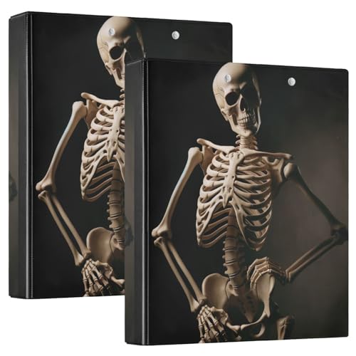 Skeleton Cool Pose 3-Ringbuch mit Taschen, 200 Blatt Kapazität, Büroordner, 2 Stück von GAIREG