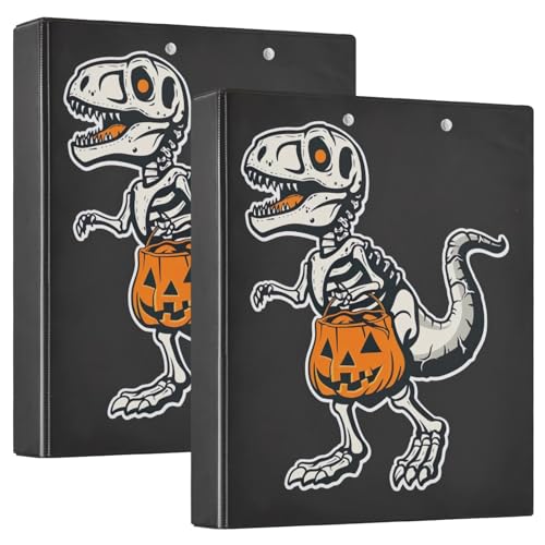 Skelett Dino Halloween 3,8 cm 3-Ringbuch für 200 Blatt Ordner für Teenager-Mädchen, 2 Stück von GAIREG