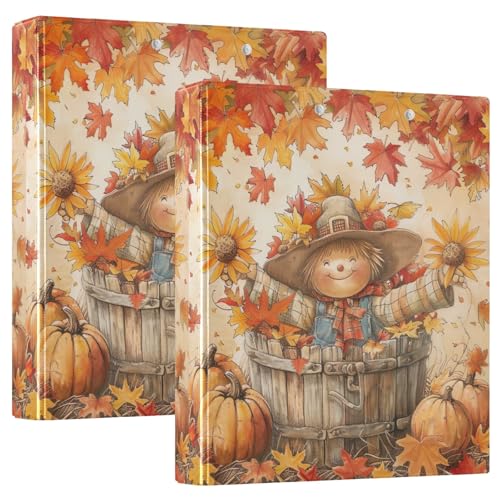 Smiling Scarecrow Fall Pumpkin 3-Ringbuch Set mit 2 3,8 cm D-Ringbuch für Mädchen von GAIREG