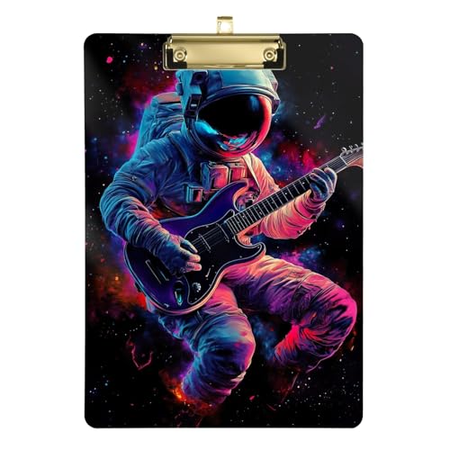 Space Astronaut Musiker Acryl Klemmbrett Acryl Klemmbretter für Krankenschwestern A4 Briefgröße 12,5 x 9 Zoll Gold Clip von GAIREG