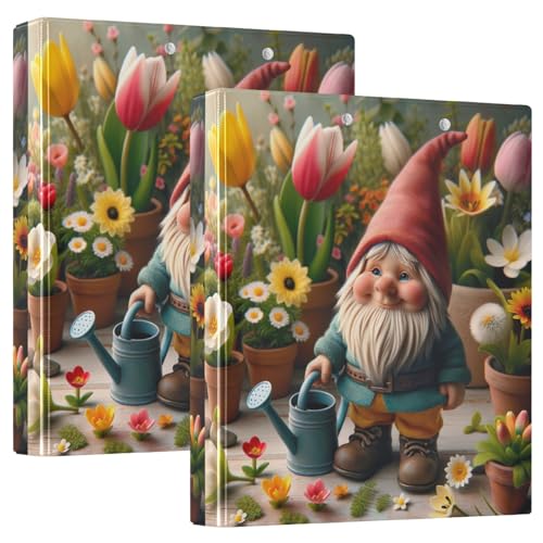 Spring Cute Gnome 3-Ringbuch Set mit 2 D-Ringbüchern 3,8 cm Jungen Ordner von GAIREG