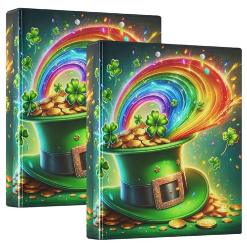 St Patricks Day Hut Rasinbow Leichter 3-Ringordner 3,8 cm Ordner Schulordner für Mittelschule 2 Stück von GAIREG