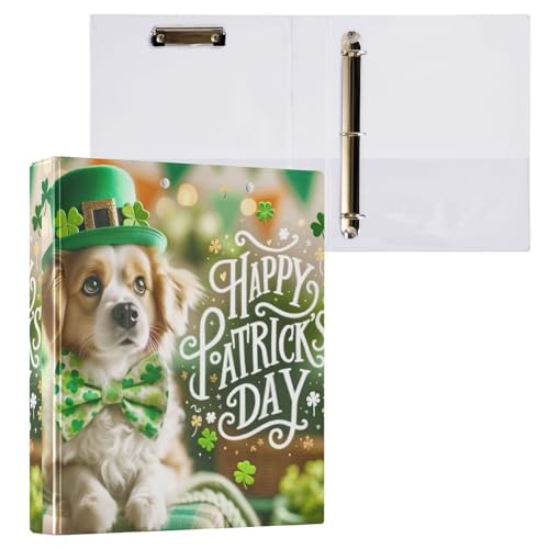 St. Patrick's Day Puppy Ringbuch mit 3 Ringen, 3,8 cm, für Mittelschule, Ringbuch mit Taschen von GAIREG