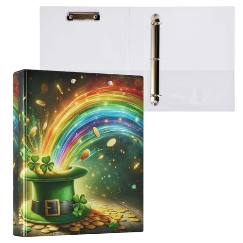 St. Patrick's Day Ringbuch mit Regenbogenmünzen, 3,8 cm, Ordner für Teenager und Mädchen, Ordner mit Taschen von GAIREG