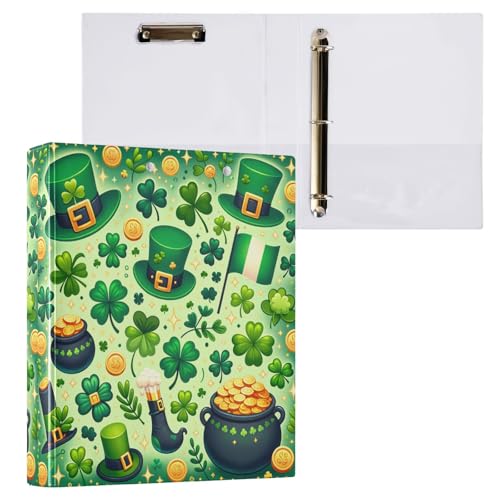 St. Patrick's Day-Thema, 3,8 cm, 3-Ringbuch, Schulordner, 3 Ringbücher mit Taschen von GAIREG