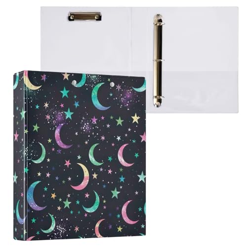 Stars Moons Colorful Sky Ringbuch, 3,8 cm, 3 Ringe für 200 Blatt, D-Ringbuch von GAIREG