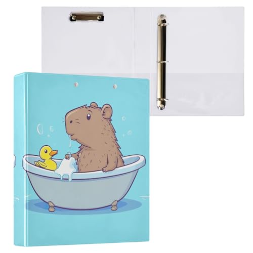 Süßes Capybara in Bathtub Blue Binder 3 Ringbücher 3,8 cm Ordner für Kinder von GAIREG