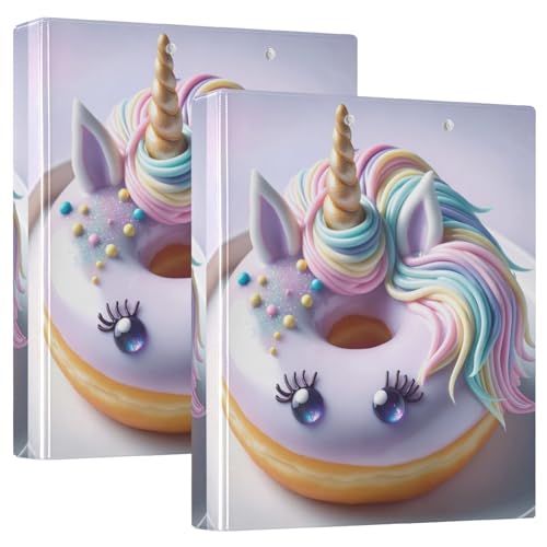 Süßes Einhorn-Donut-3-Ringbuch, Set mit 2 niedlichen Ordnern, 3,8 cm von GAIREG