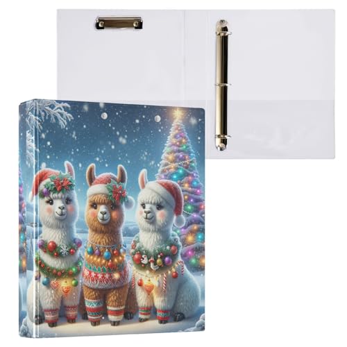 Süßes Weihnachts-Llamas-Ringbuch mit Taschen, 200 Blatt Kapazität, Ordner für die Mittelschule von GAIREG