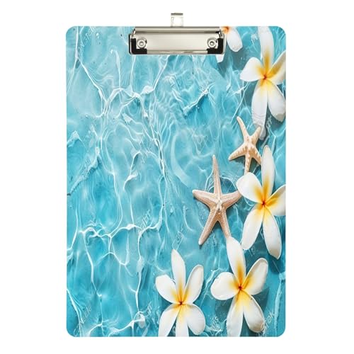 Summer Seestern and Flowers Clipboards, Low Profile Klemmbrett für Lehrer, A4 Briefgröße 31,8 x 22,9 cm, Silberclip von GAIREG