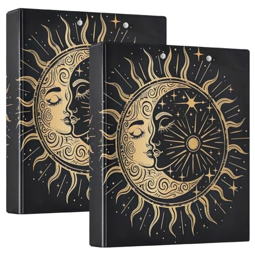 Sun and Moon with Faces, 3-Ringbuch mit Taschen, 200 Blatt Kapazität, Büroordner, 2 Stück von GAIREG