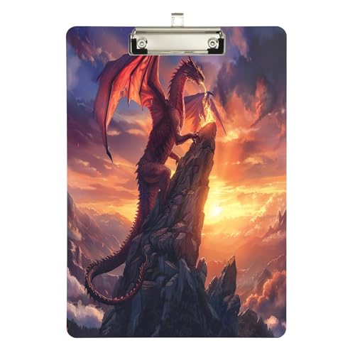 Sunrise Dragon Klemmbretter, Acryl-Fußball-Klemmbrett für Trainer, A4, Briefgröße, 31,8 x 22,9 cm, silberfarbener Clip von GAIREG