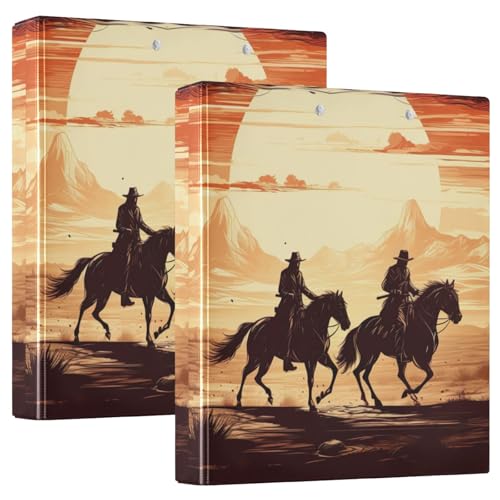 Sunset Cowboys Ringbuch, 3,8 cm, für 200 Blatt, für Schule, Ästhetik, 2 Stück von GAIREG