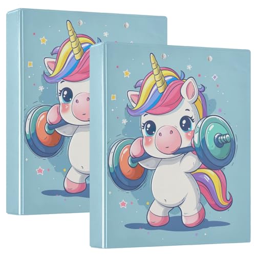 Unicorn Hebegewichte 3,8 cm, 3 Ringe für 200 Blatt, Ordner für Jungen, 2 Stück von GAIREG