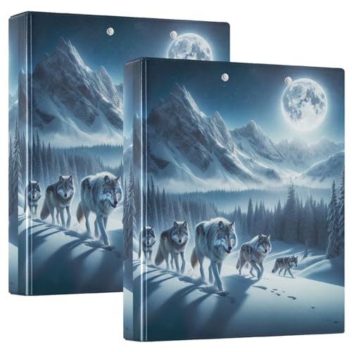 Wolf Under Winter Moon 3-Ringbuch, 3,8 cm, A4-Ordner, 2 Stück von GAIREG