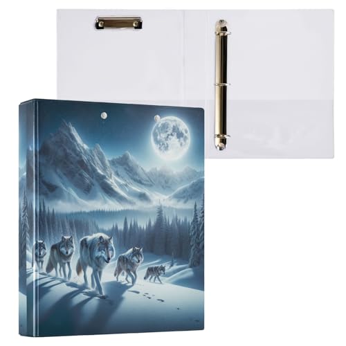 Wolf Under Winter Moon 3-Ringbuch, 3,8 cm, medizinischer Ordner, 3 Ringbücher mit Taschen von GAIREG