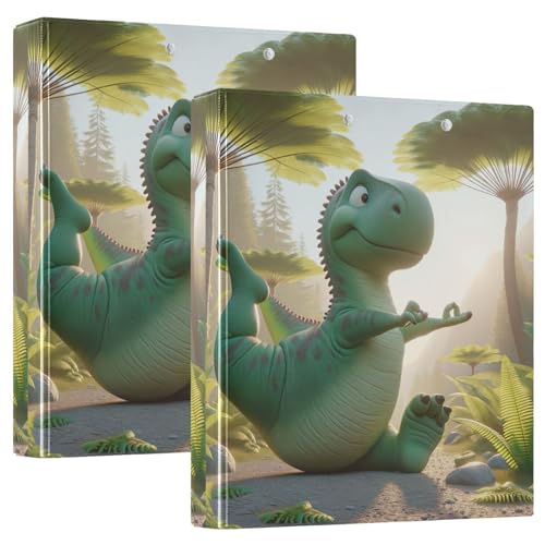 Yoga Dino Cute 3-Ringbuch, 2 Stück, D-Ringbuch, 3,8 cm, Schulordner von GAIREG