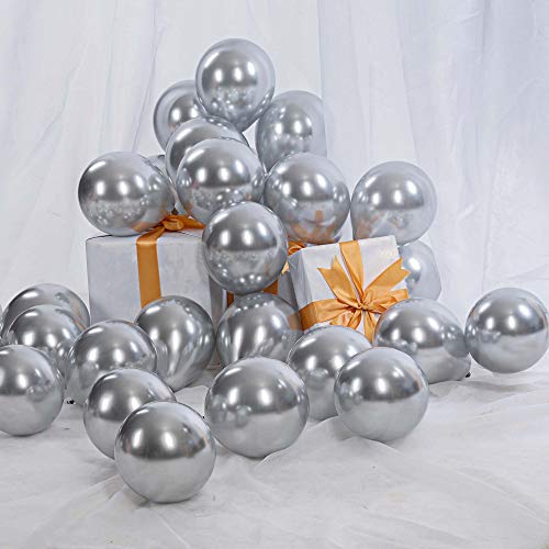 5 Zoll Luftballons Silber Helium,Metallic Luftballons Silber 100 Stücke Latex Ballons Ø 12 cm für Hochzeit Valentinstag Geburtstag Taufe Kommunion Party Deko von GAKA FAVOR