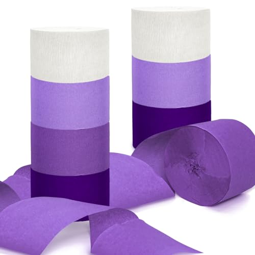 GAKA FAVOR Krepppapier Lila Kreppbänder Violett（8 Rolle）4.5cm x 25m Kreppbänder Luftschlangen für Hochzeit Geburtstags Party Feier Dekoration von GAKA FAVOR