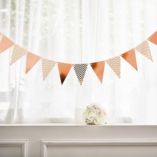 GAKA FAVOR Wimpelkette Girlande Glitzer Rosegold Wimpel Dreiecksflagge Banner 15 Meter für Party-Dekorationen, 36 Flaggen von GAKA FAVOR