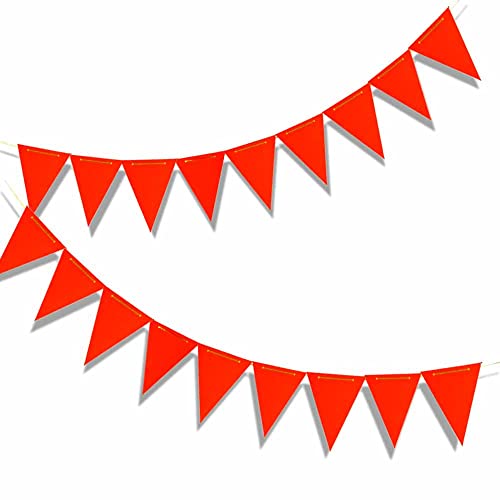 GAKA FAVOR Wimpelkette Girlande Rot Wimpel Dreiecksflagge Banner 10 Meter für Party-Dekorationen, 30 Flaggen von GAKA FAVOR