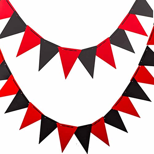 GAKA FAVOR Wimpelkette Girlande Schwarze und Rot Wimpel Dreiecksflagge Banner 10 Meter für Party-Dekorationen, 30 Flaggen von GAKA FAVOR