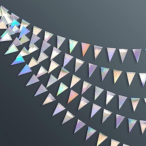 GAKA FAVOR Wimpelkette Laser Bunt Wimpel Papier Girlande Glitzer Regenbogen Dreiecksflagge Banner 6 Meter für Party-Dekorationen, (30 Flaggen/9 * 13cm) von GAKA FAVOR