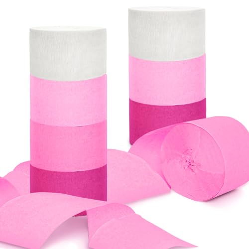 GAKA FAVOR Krepppapier Rosa Kreppbänder（8 Rolle）4.5cm x 25mKreppbänder Luftschlangen für Hochzeit Geburtstags Party Feier Dekoration von GAKA FAVOR