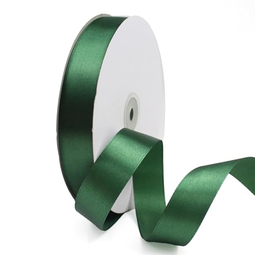 GAKA FAVOR Satinband Dunkelgrün 25mm, 90 Meters Dekoration Geschenkband breit Schleifenband Bänder, Stoffband für Hochzeit, Taufe und Geburtstag Geschenke（1 Rollen） von GAKA FAVOR