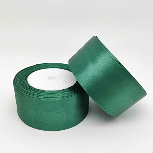 GAKA FAVOR Satinband Dunkelgrün 38mm X 22 Meters (2 Rollen),Dekoration Geschenkband breit Schleifenband Bänder,Stoffband für Hochzeit,Taufe und Geburtstag Geschenke von GAKA FAVOR