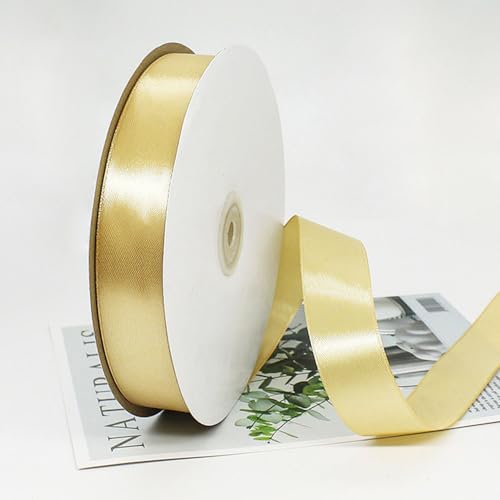 GAKA FAVOR Satinband Gold 25mm, 90 Meters Dekoration Geschenkband breit Schleifenband Bänder, Stoffband für Hochzeit, Taufe und Geburtstag Geschenke（1 Rollen） von GAKA FAVOR