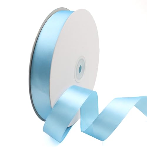 GAKA FAVOR Satinband Hellblau 25mm, 90 Meters Dekoration Geschenkband breit Schleifenband Bänder, Stoffband für Hochzeit, Taufe und Geburtstag Geschenke（1 Rollen） von GAKA FAVOR