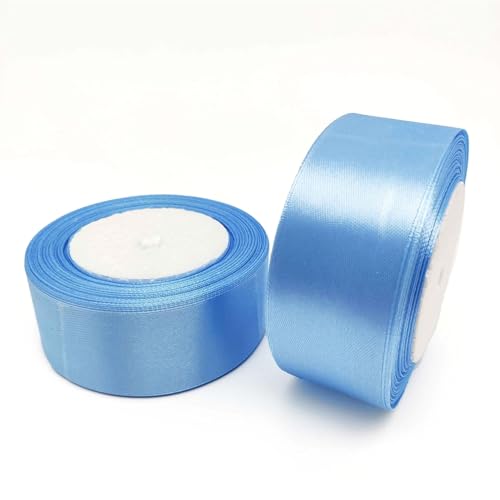 GAKA FAVOR Satinband Hellblau 38mm X 22 Meters (2 Rollen),Dekoration Geschenkband breit Schleifenband Bänder, Stoffband für Hochzeit, Taufe und Geburtstag Geschenke von GAKA FAVOR