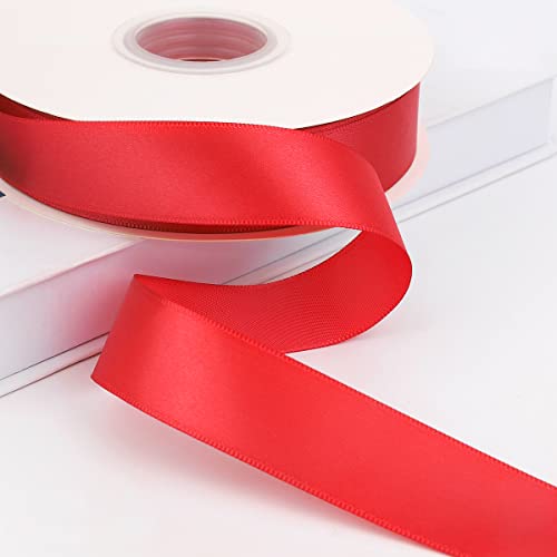 GAKA FAVOR Satinband Rot 25mm, 90 Meters Dekoration Geschenkband breit Schleifenband Bänder, Stoffband für Hochzeit, Taufe und Geburtstag Geschenke（1 Rollen） von GAKA FAVOR