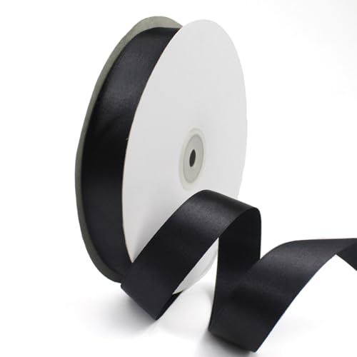 GAKA FAVOR Satinband Schwarz 25mm, 90 Meters Dekoration Geschenkband breit Schleifenband Bänder, Stoffband für Hochzeit, Taufe und Geburtstag Geschenke（1 Rollen） von GAKA FAVOR