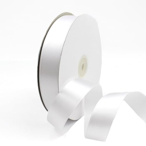 GAKA FAVOR Satinband Weiß 25mm, 90 Meters Dekoration Geschenkband breit Schleifenband Bänder, Stoffband für Hochzeit, Taufe und Geburtstag Geschenke（1 Rollen） von GAKA FAVOR