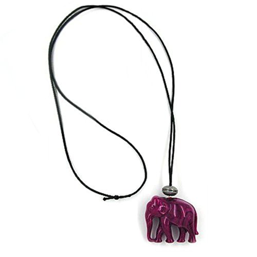 Gallay Collier Elefant lila marmoriert altsilber schwarze Oberfläche 90 cm von GALLAY