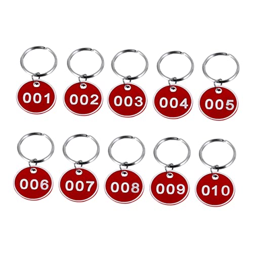 GALPADA 1 Nummernschild vorratsetiketten kennzeichen nummerschild keychain key chains Schlüsseletiketten-Tags Zahlenkarten Etiketten für Schlüsselanhänger Gepäck-ID-Tags Metall rot von GALPADA