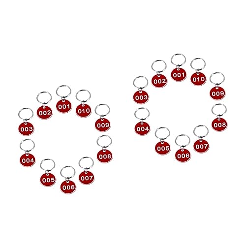GALPADA 2 Packungen Nummernschild Runde Etiketten Schlüsselanhänger Mit Schlüsselanhänger Schließfachnummer-tags Zahlenkarten Schlüssel Für Nummerierte Tags Zahlen Id-tags Rot Metall von GALPADA