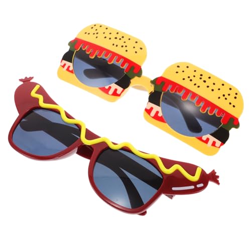 GALPADA 2 Stk Burger-Dress-Up-Gläser für Bühnenaufführungen lustige Hamburger Brille Partyzubehör Halloween-Partybrille Hip-Hop-Foto-Sonnenbrillen-Requisiten von GALPADA