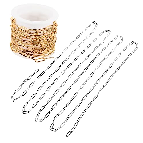 GALPADA 2 Stück Teiliges Oval Ketten in Gold und Stahlfarben Langlebige Paperclip Schmuckketten für DIY Schmuckherstellung Geeignet für Halsketten und Armbänder GALPADA 2 Stück Teiliges Oval Ketten in Gold und Stahlfarben Langlebige Paperclip Schmuckketten für DIY Schmuckherstellung Geeignet für Halsketten und Armbänder von GALPADA