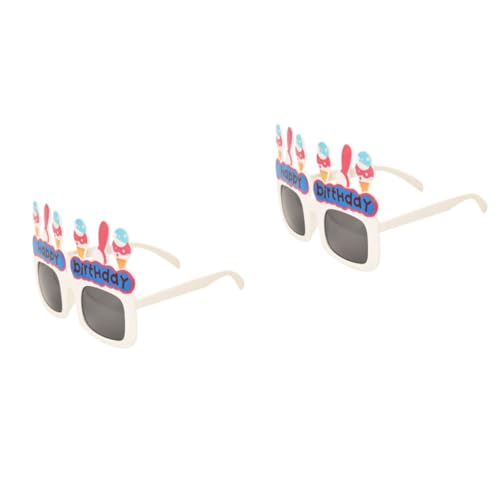 GALPADA 2St lustige geburtstagsbrille Neuheit Sonnenbrille lustige Party-Sonnenbrille komisches auge lustige Brille schnapsgläser ice cream lustige Partybrille Geburtstagsparty-Brille Weiß von GALPADA